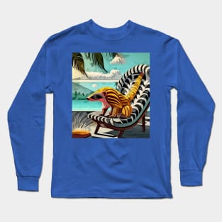 watercolor yellow pangolin on lounge chair Long Sleeve T-Shirt